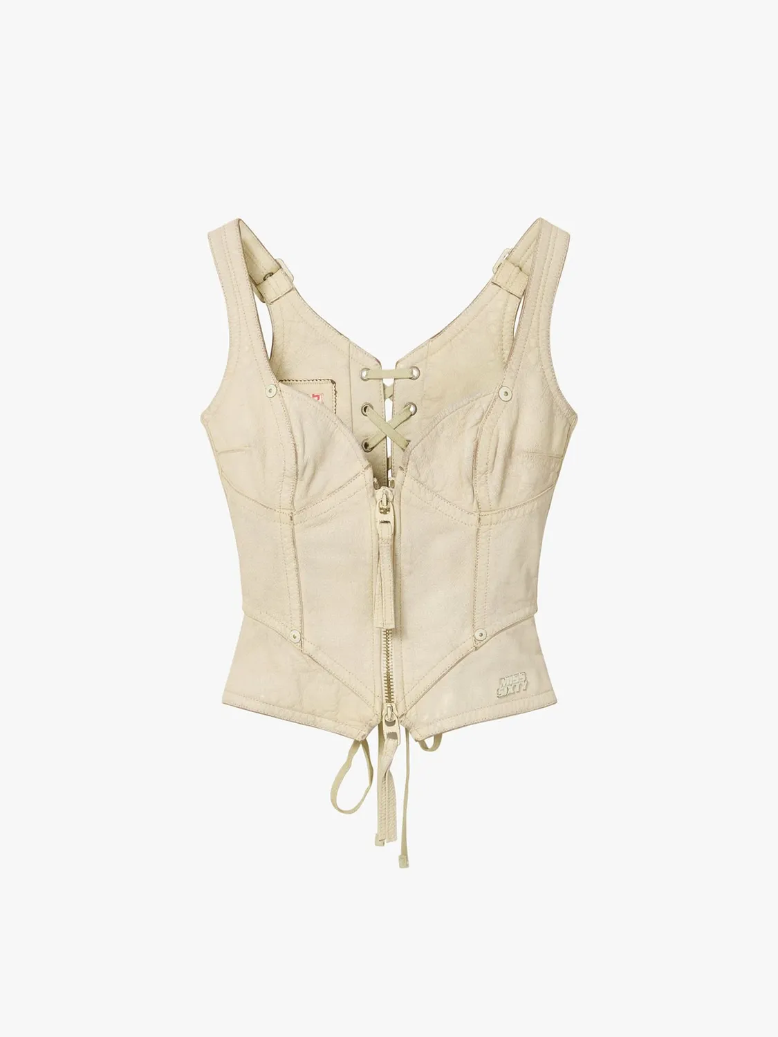 Miss Sixty KNWLS lædervest beige cracked look