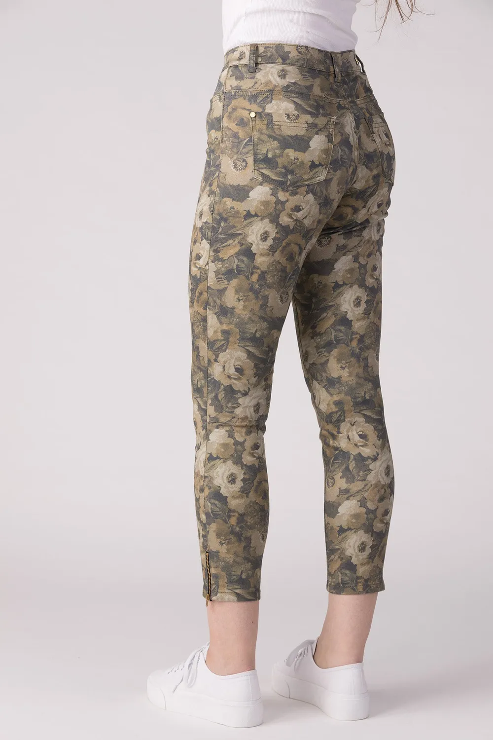 Merrytime 15640-440-40 Super Slim Ankel jeans blomster mørk