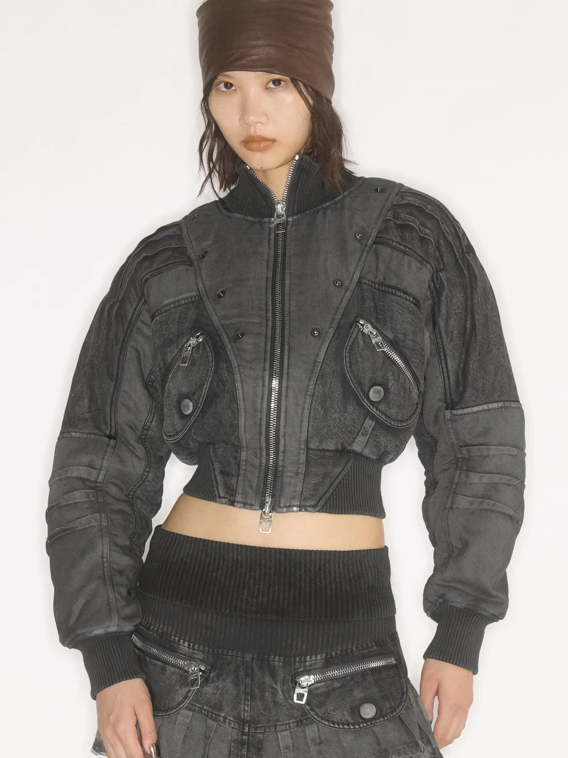 Miss Sixty Lapel Collar jakke sort vatteret