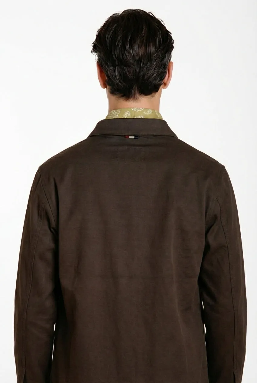 Mason's City herrejakke brun bomuld-hør stretch