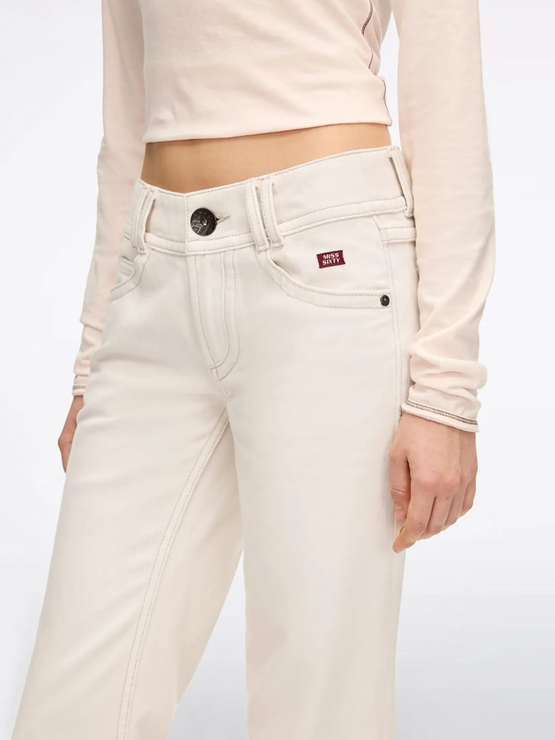 Miss Sixty Flare jeans hvid mellemhøj flap-lommer