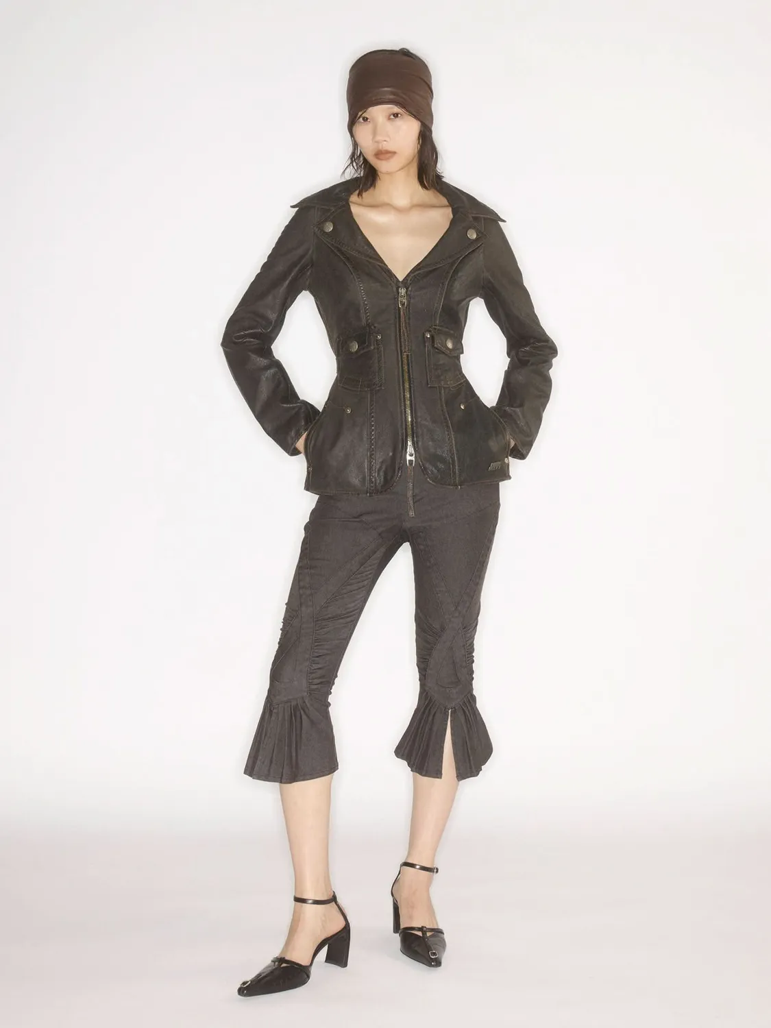 Miss Sixty KNWLS Distressed læderjakke retro sort slim