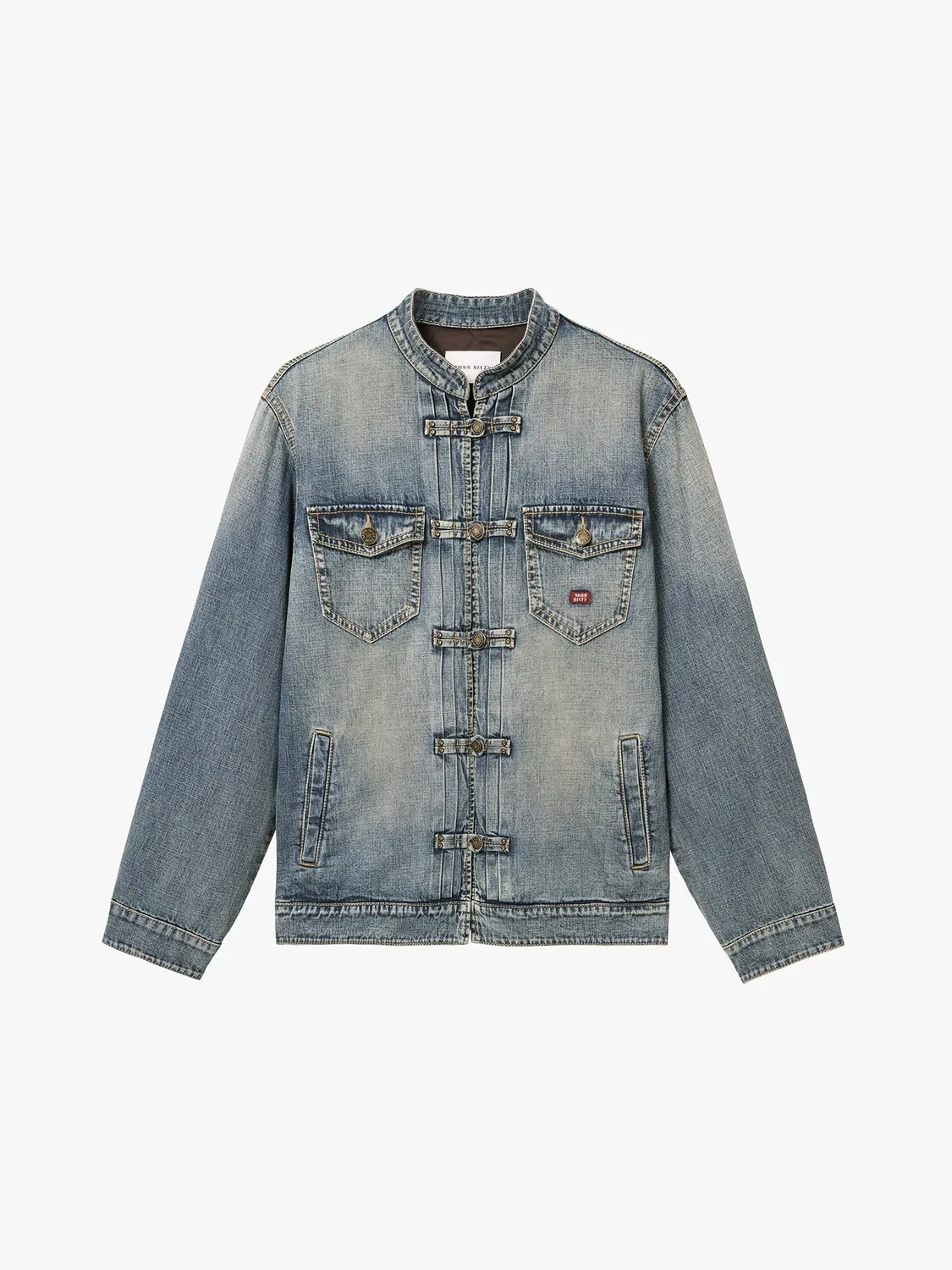 Miss Sixty Frog-Button Denim Jakke jeansjakke blå foret
