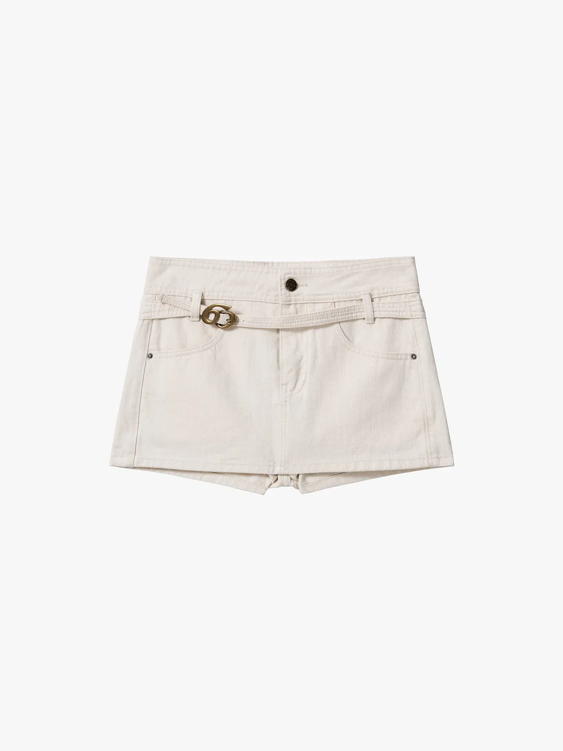 Miss Sixty Patchwork Belted skort Meters Apricot lav talje