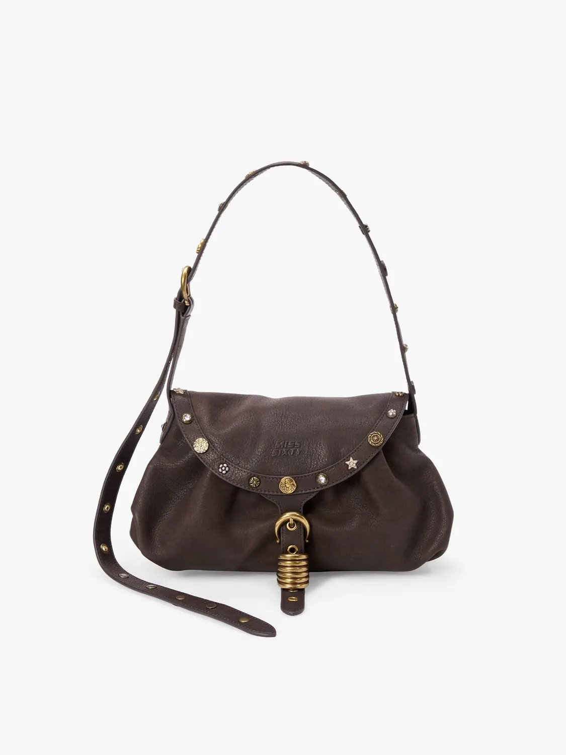 Miss Sixty Studded skuldertaske sort læder med nitter