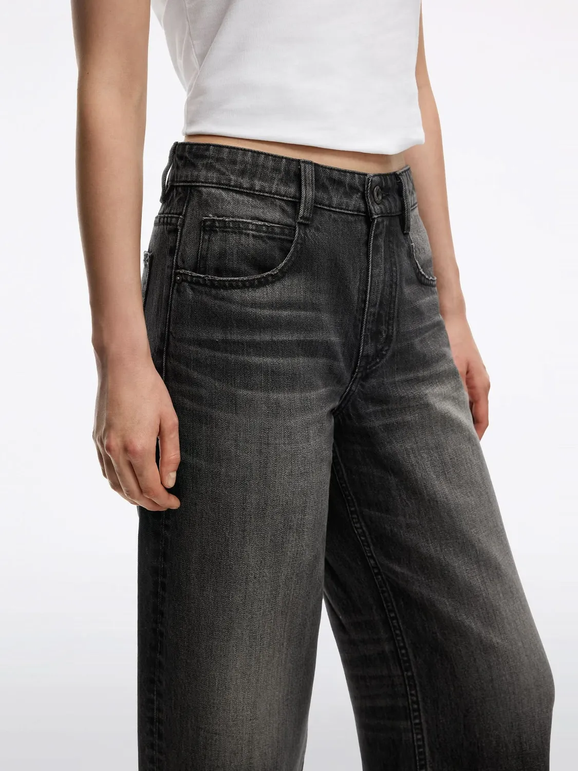 Miss Sixty Distressed Wide-Leg Jeans jeans Black Fog rigid