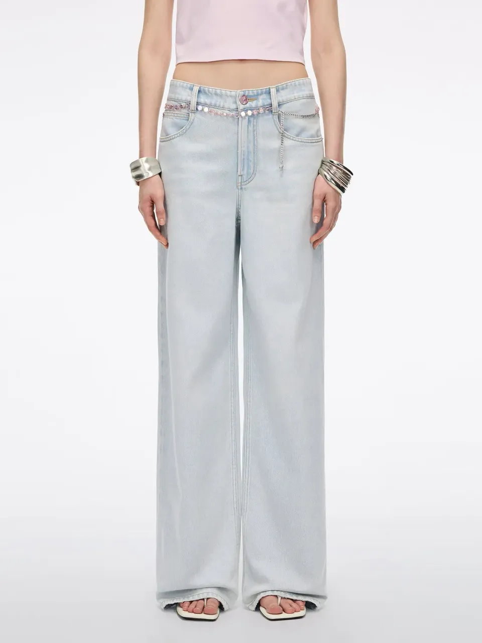Miss Sixty straight jeans lyseblå med taljekæde stretch
