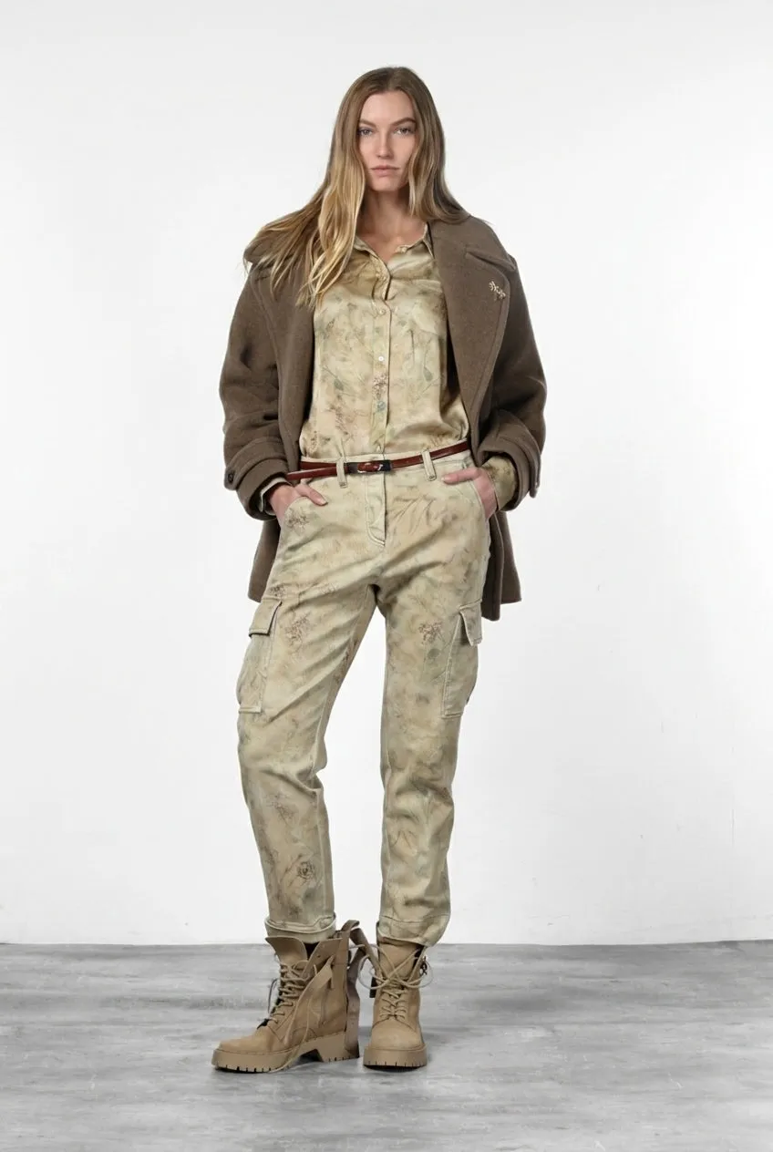 Mason's Marlene Cargo cargobukser offwhite blomst