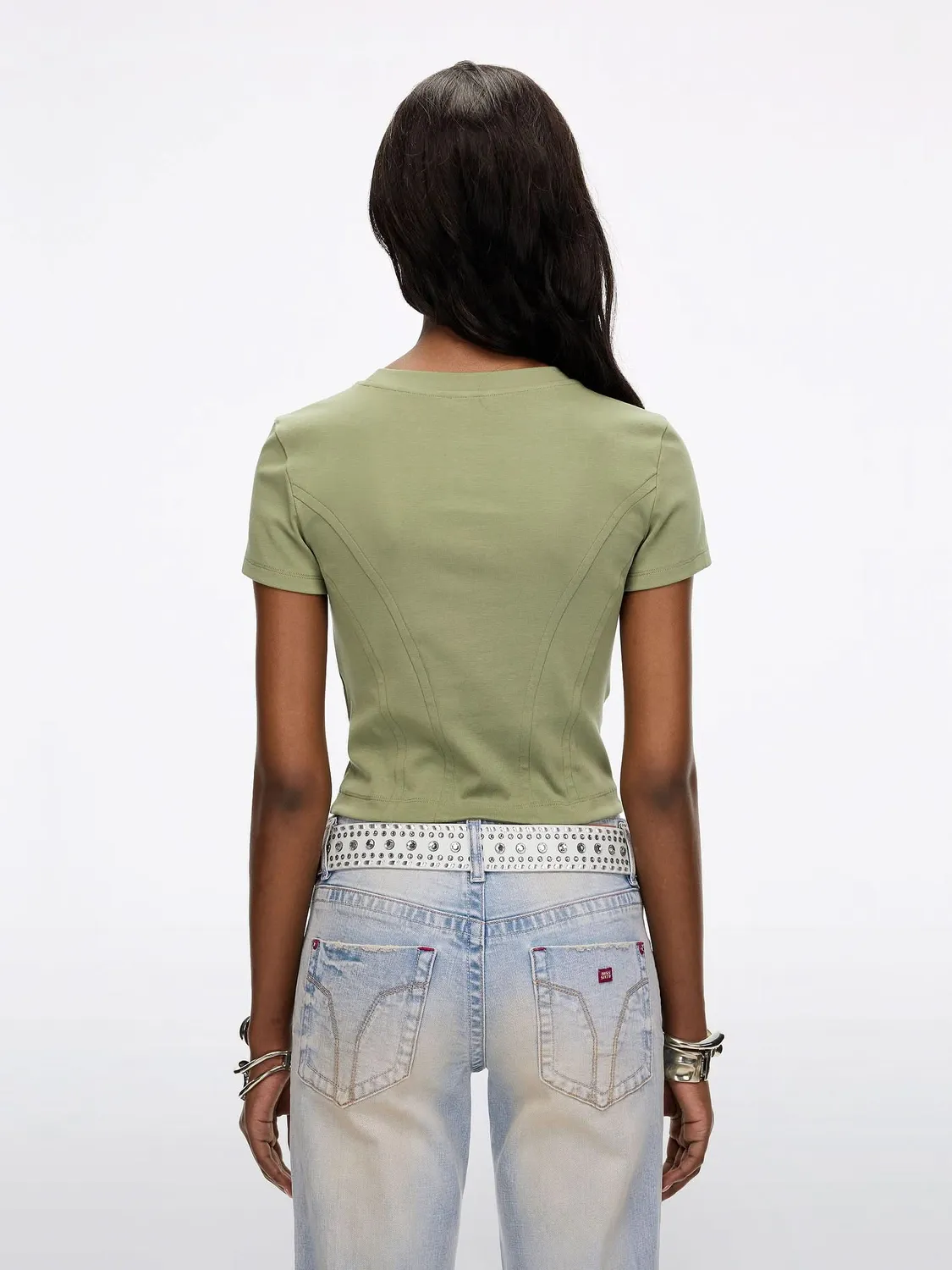 Miss Sixty t-shirt bomuld heather grey – slim fit buet kant