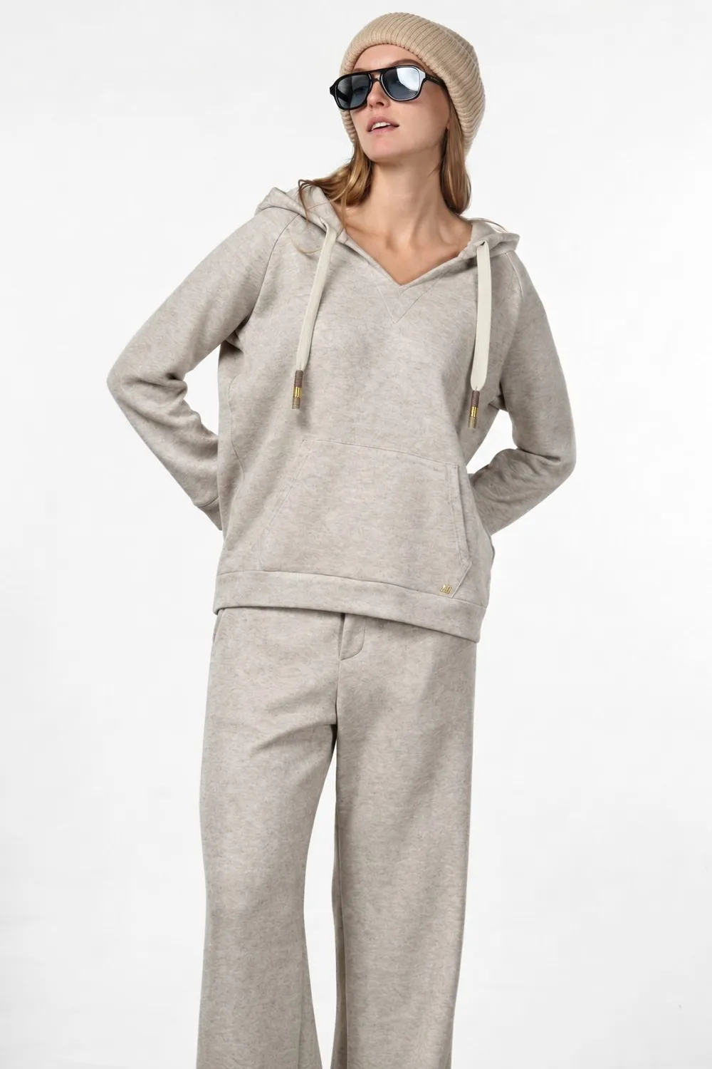 Mason's Hoodie sweatshirt beige strik dame