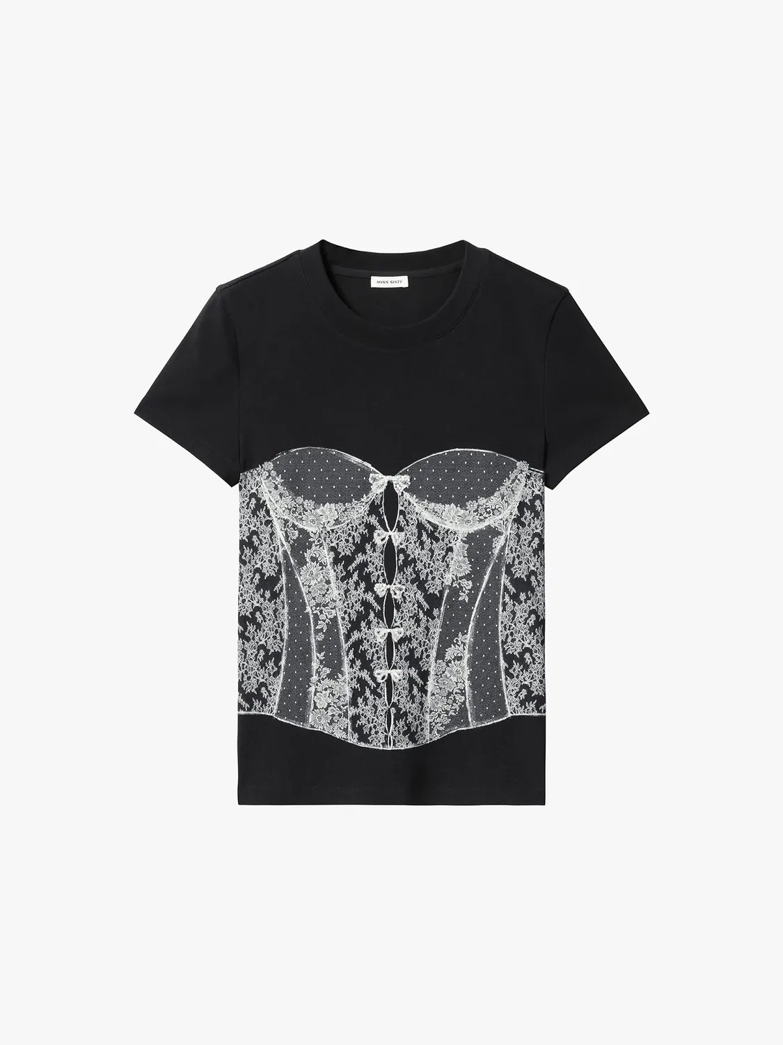 Miss Sixty Beaded Graphic T-shirt sort cropped perler