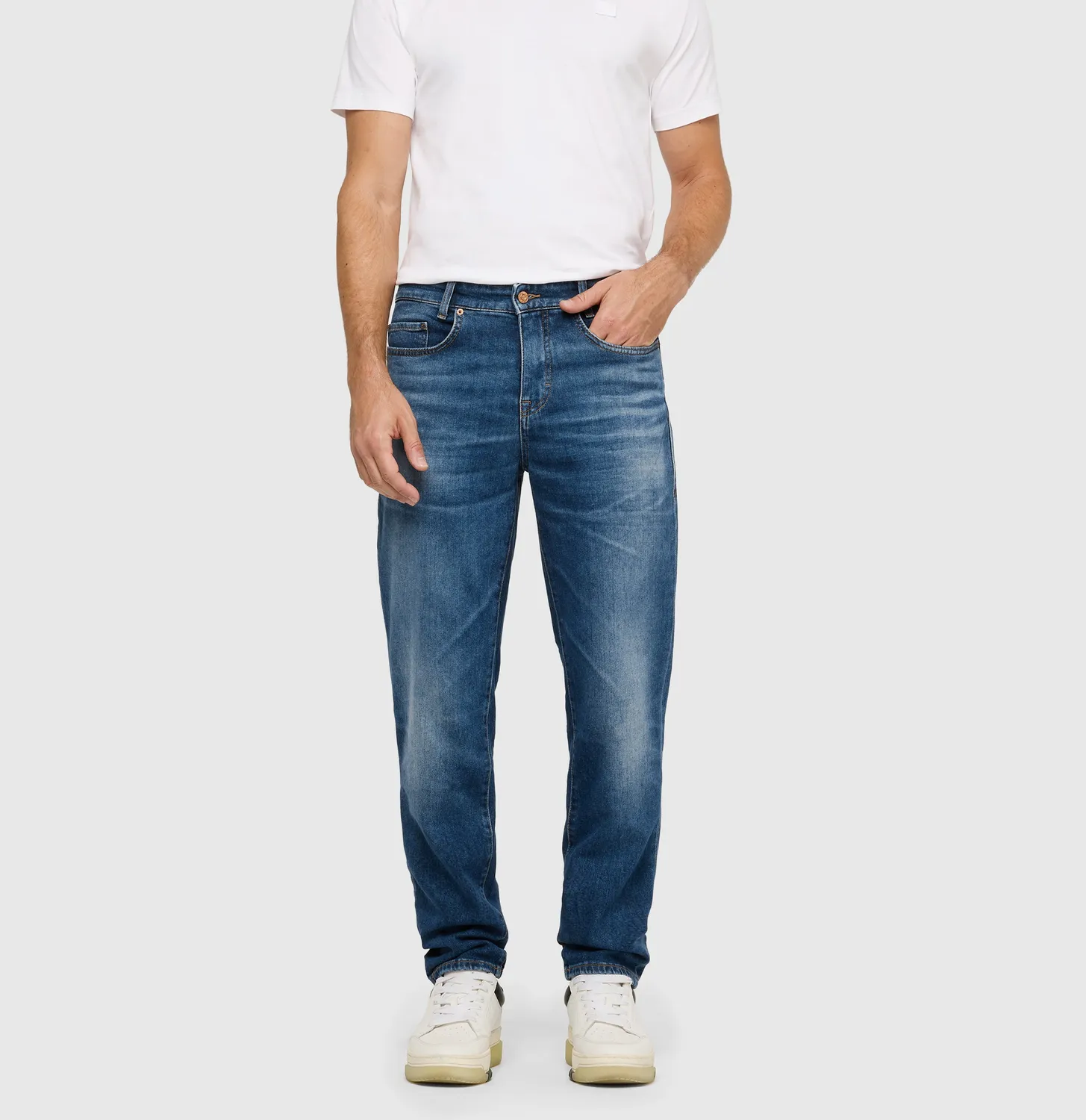 MAC Dan 0770-00-1984L tapered jeans mørkeblå