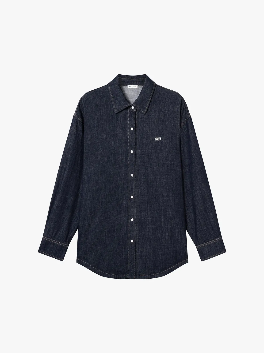 Miss Sixty Logo denimskjorte mørkeblå relaxed fit