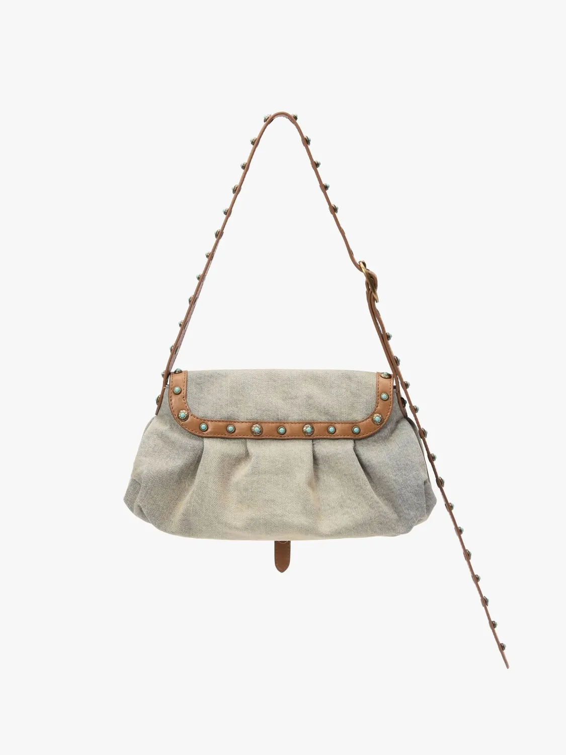 Miss Sixty Leather Patch skuldertaske blå denim koskind