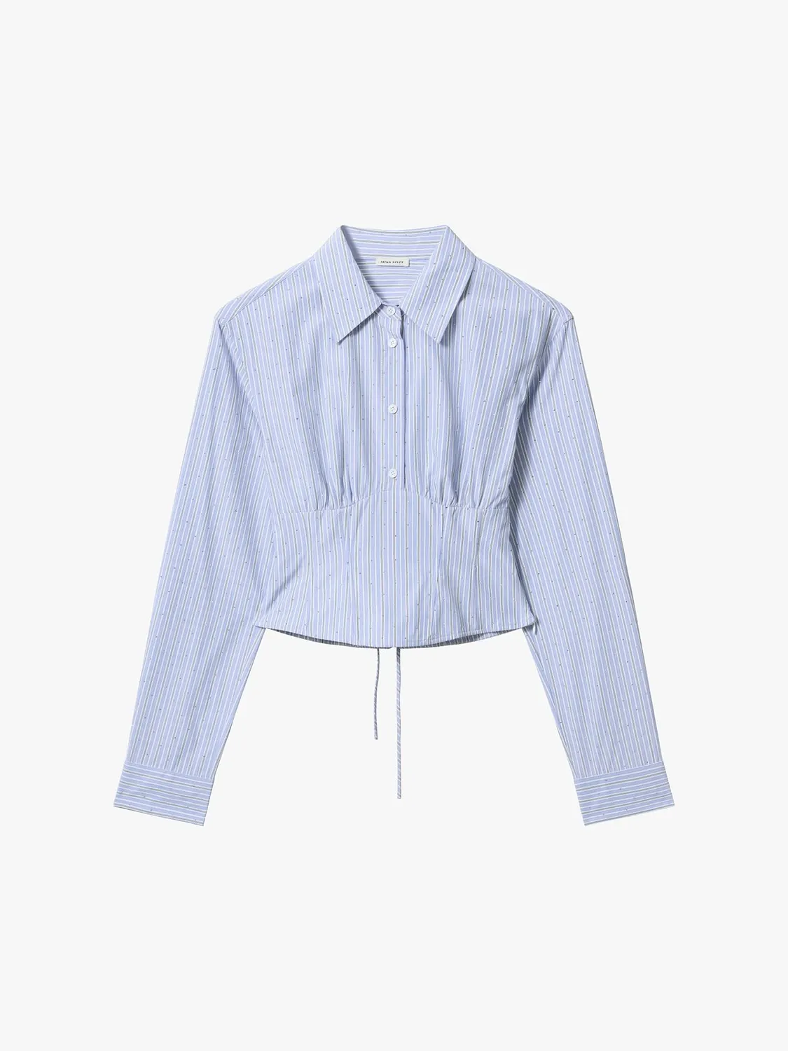 Miss Sixty Rhinestone Lace-Up Striped Shirt skjorte blå