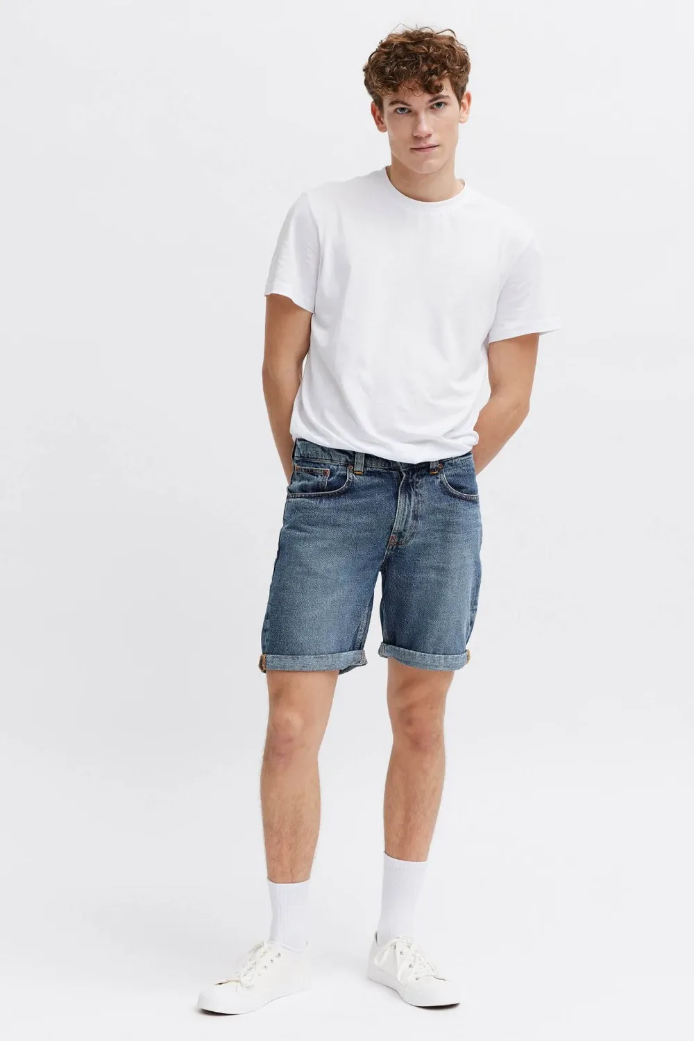 Organsk Atlantic shorts P denim mellemblå W30