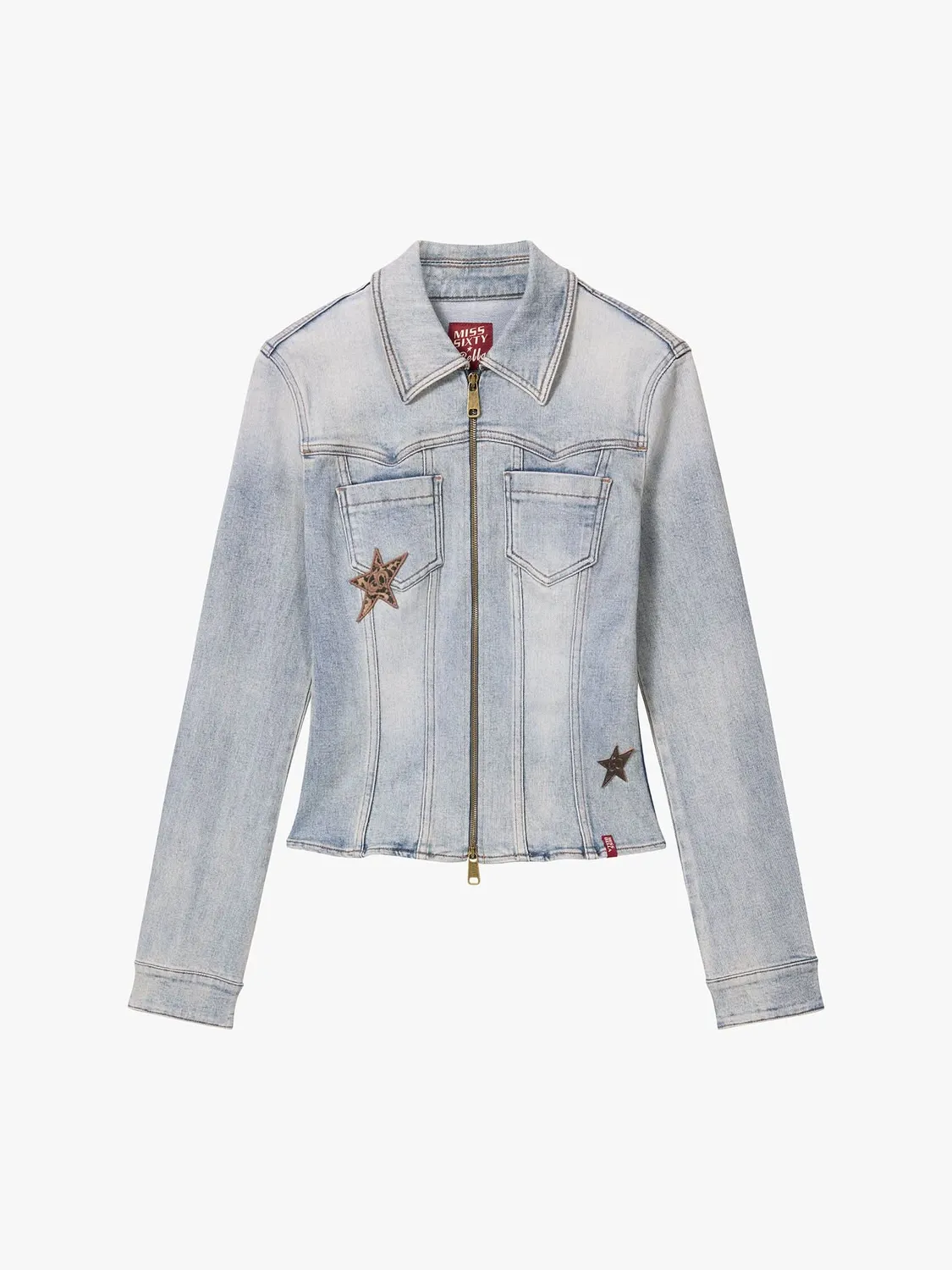 Miss Sixty Zipper Denim Shirt denimskjorte lyseblå lynlås