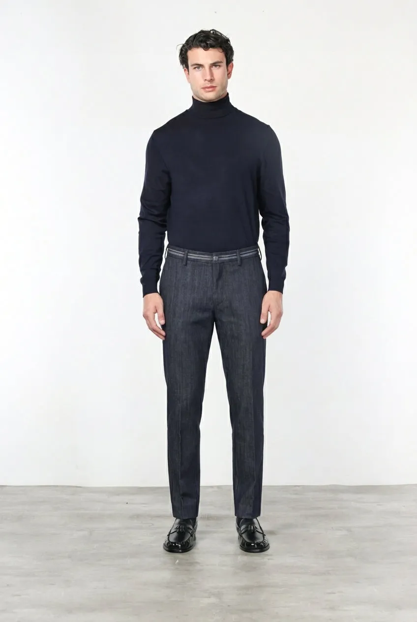 Mason's New York Elegance chinos navyblå regular fit stretch denim