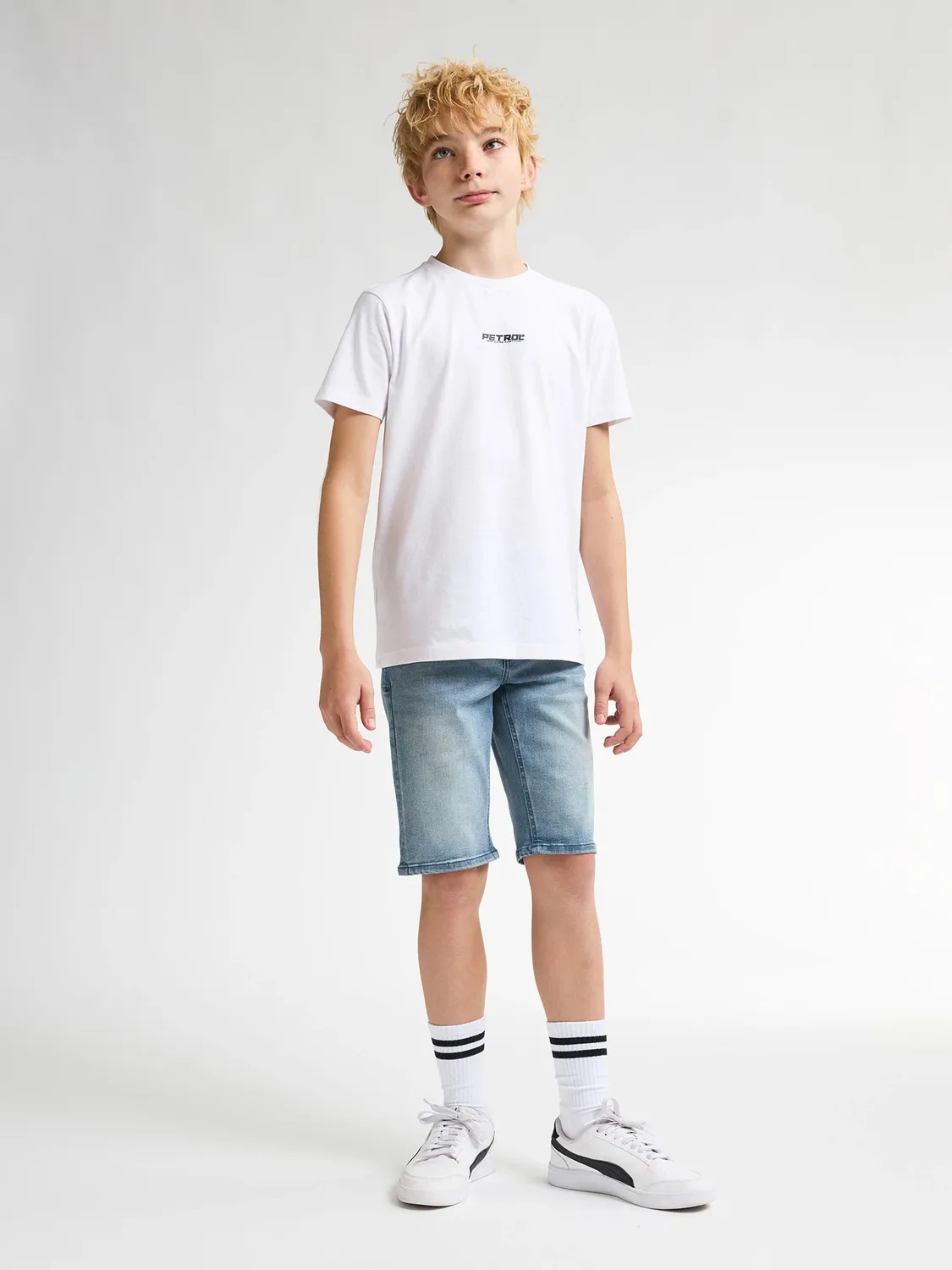 Petrol Industries Logo Sandspur t-shirt bright white bomuld