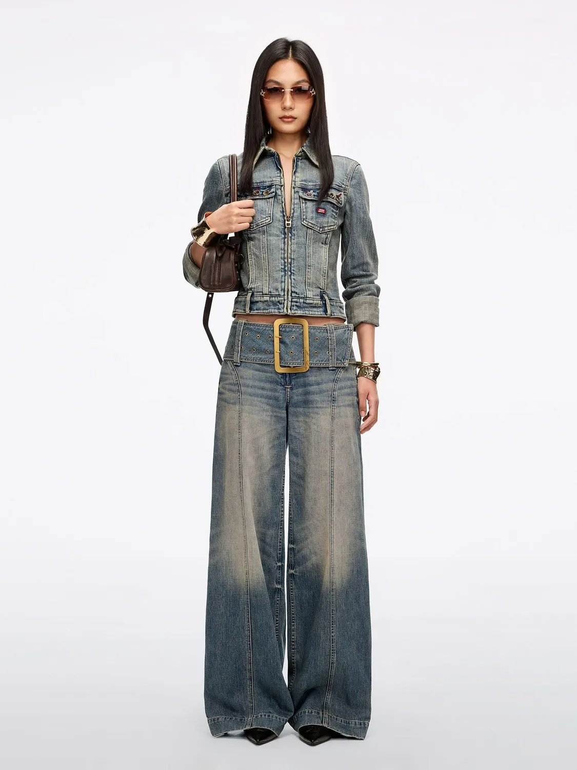 Miss Sixty denimjakke lysegrå blå med knapper