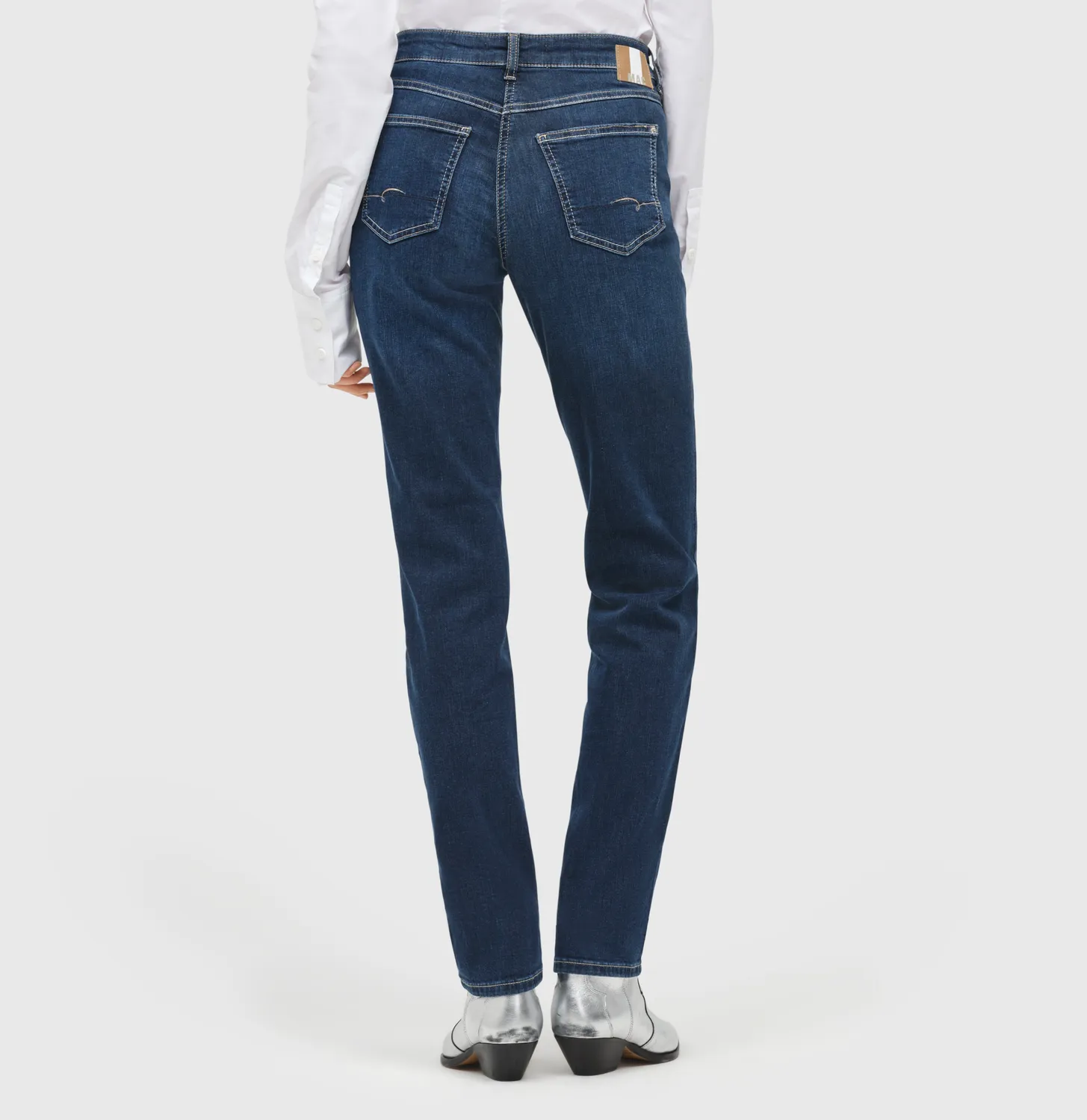 MAC Angela straight fit jeans mørkeblå stretch