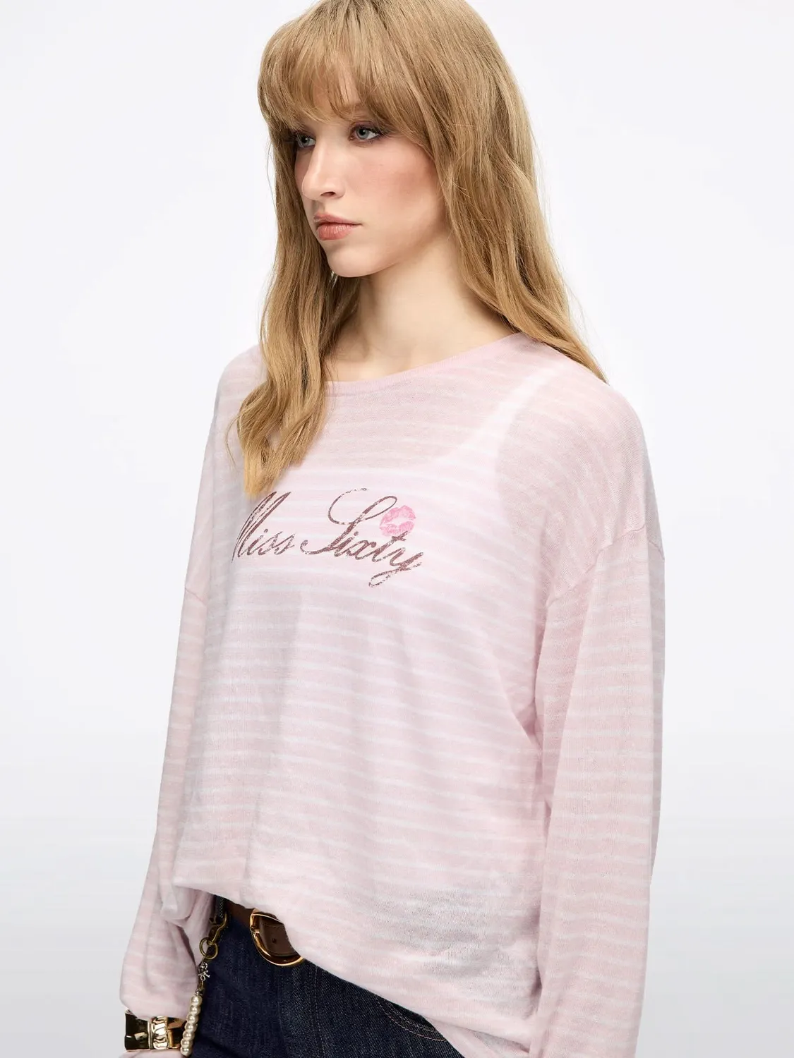 Miss Sixty Kiss Me Logo Strik hvid løs