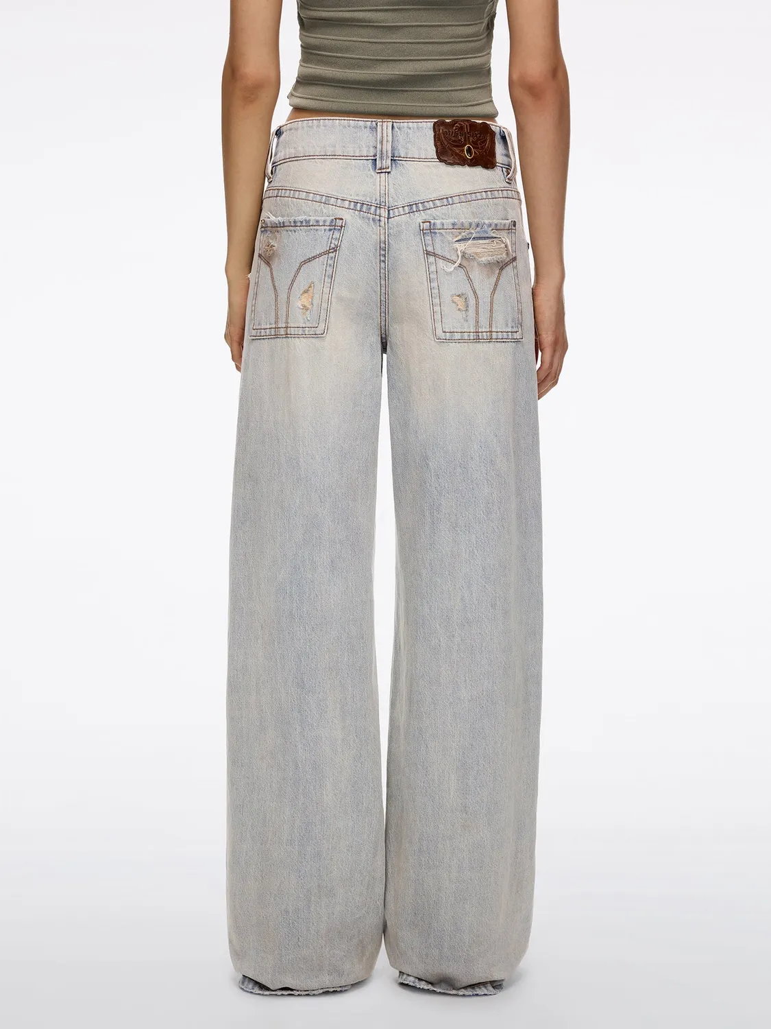 Miss Sixty Wide-Leg Jeans perler retro blå høj talje