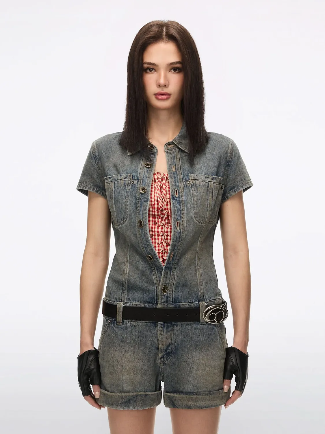 Miss Sixty denimdragt blå patch lige ben