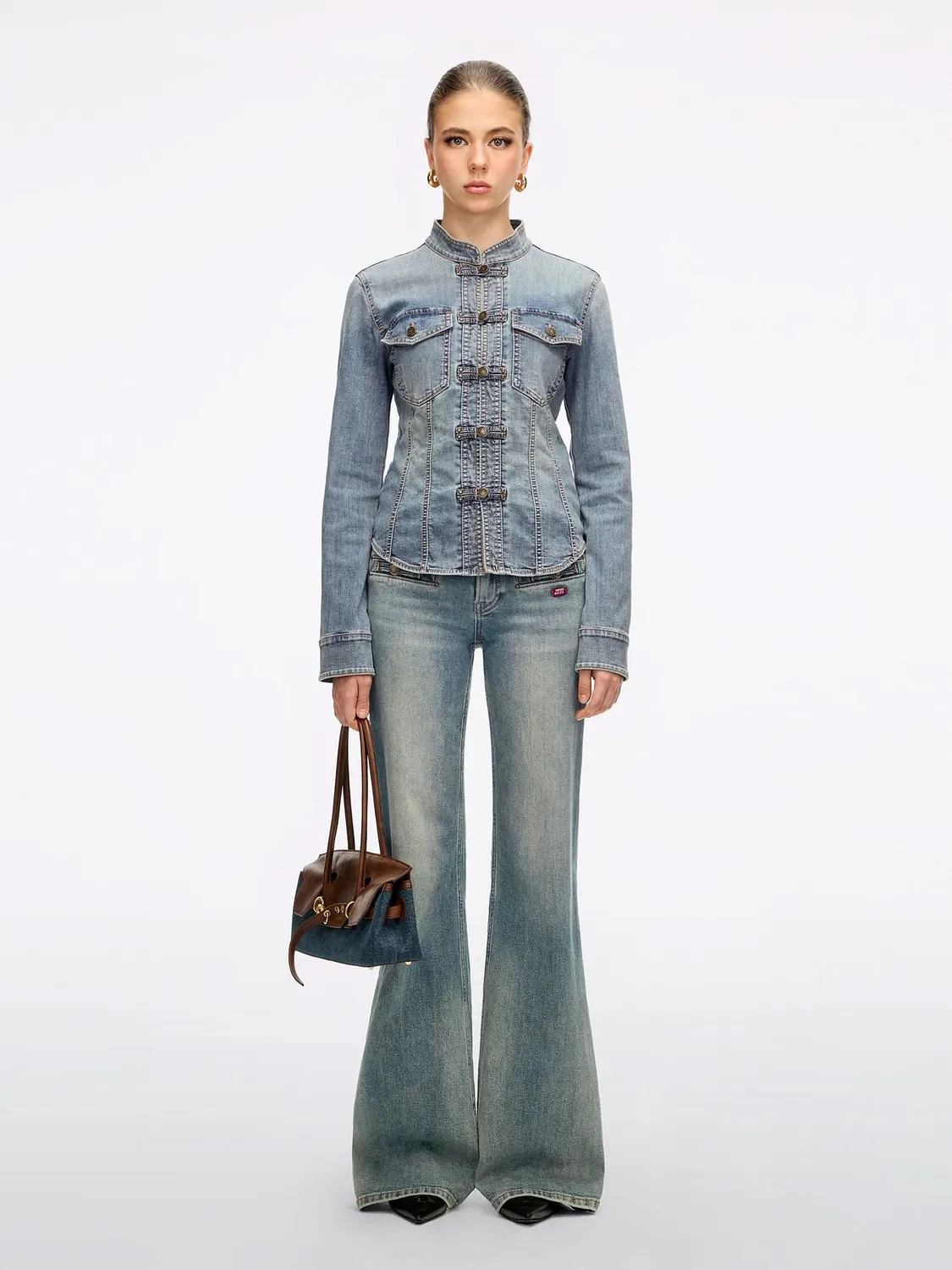 Miss Sixty Frog-Button denimskjorte vintage dark blue