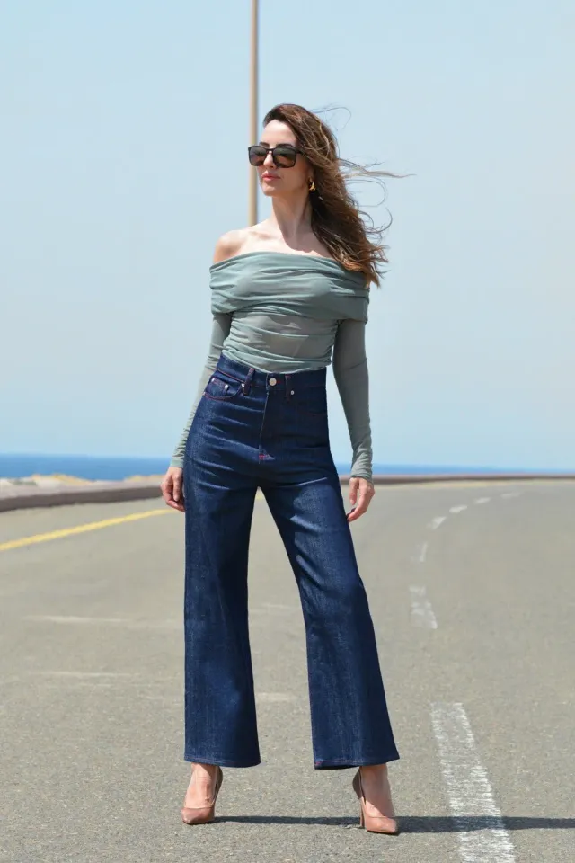 Organsk Wave Highrider Shorty jeans rå denim wide leg