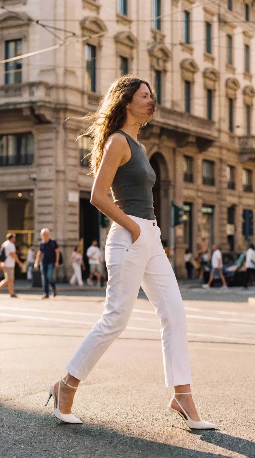 Mason's New York Slim dame chino hvid