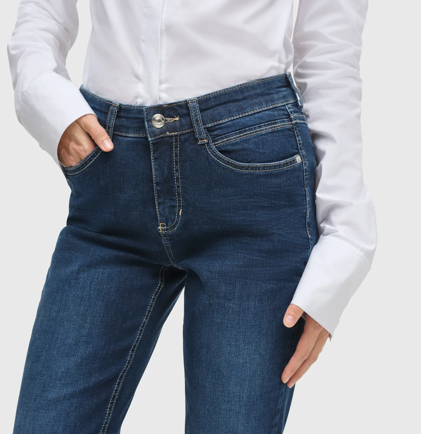 MAC Angela straight fit jeans mørkeblå stretch