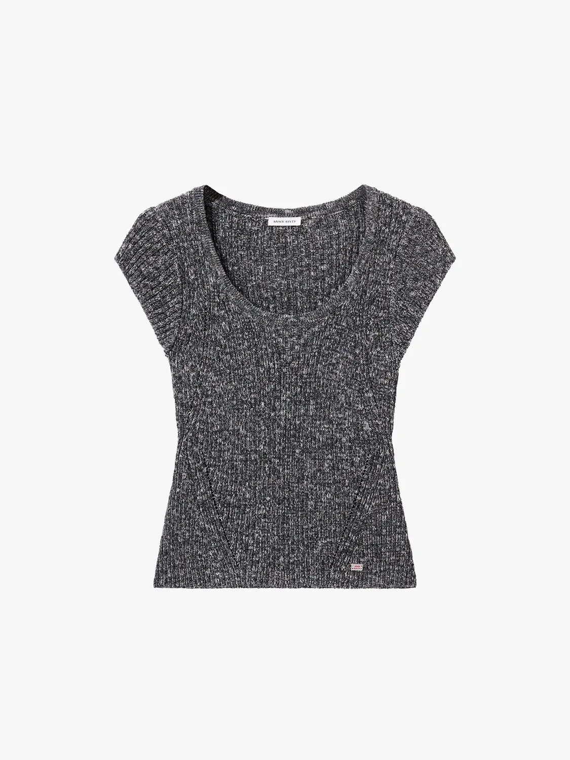 Miss Sixty Shimmer striktrøje sort slim U-hals
