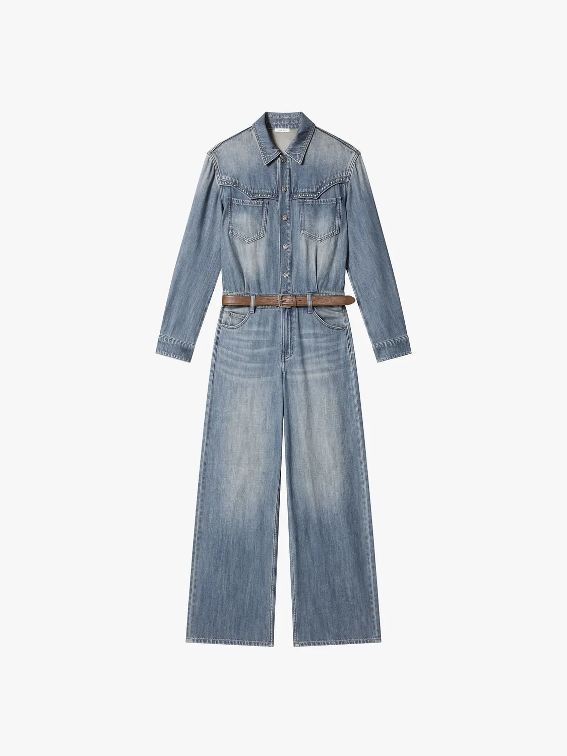Miss Sixty denim buksedragt middle blue med bælte