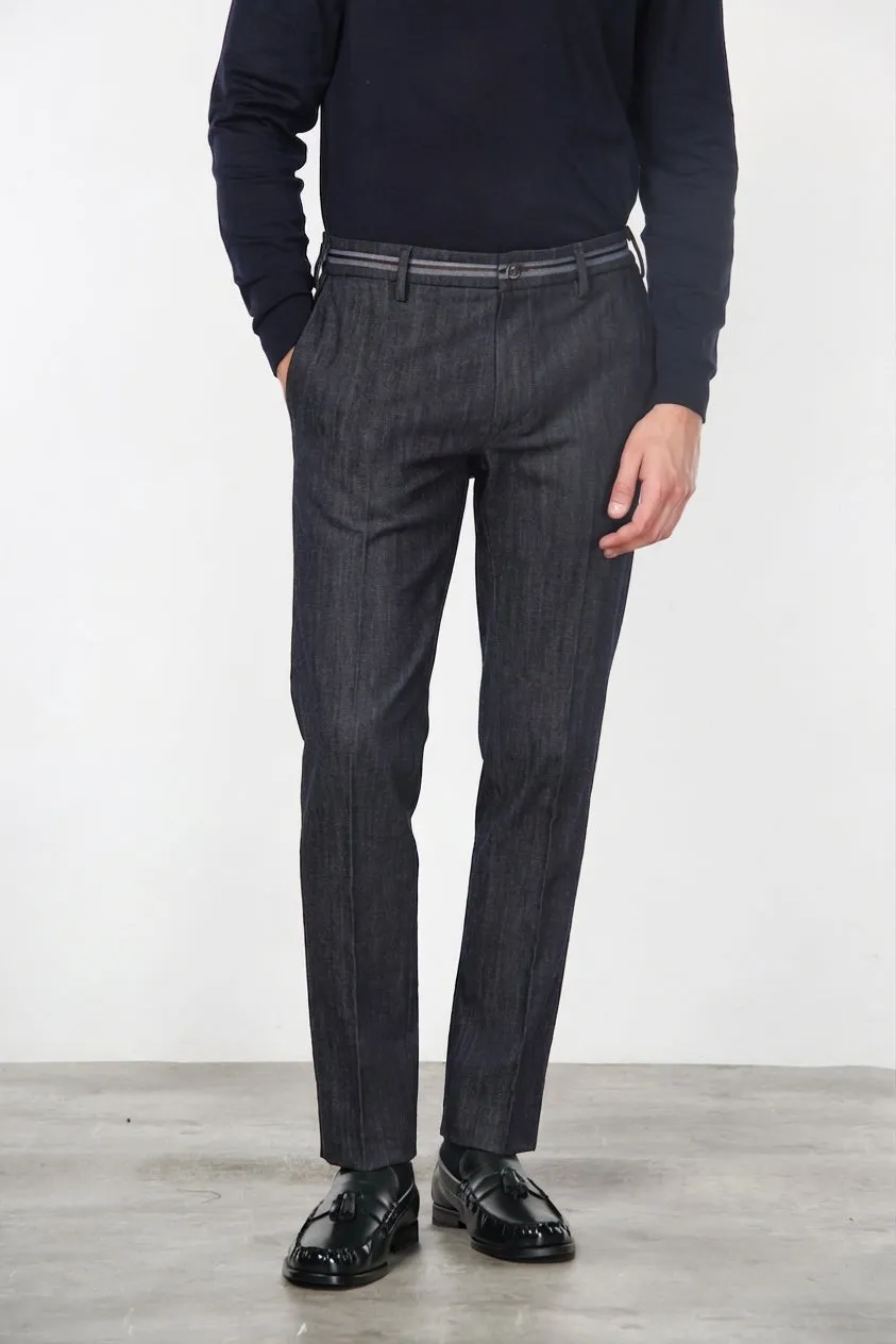 Mason's New York Elegance chinos navyblå regular fit stretch denim