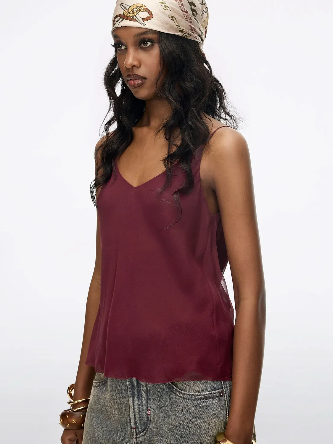 Miss Sixty Camisole Top silketop brun V-hals
