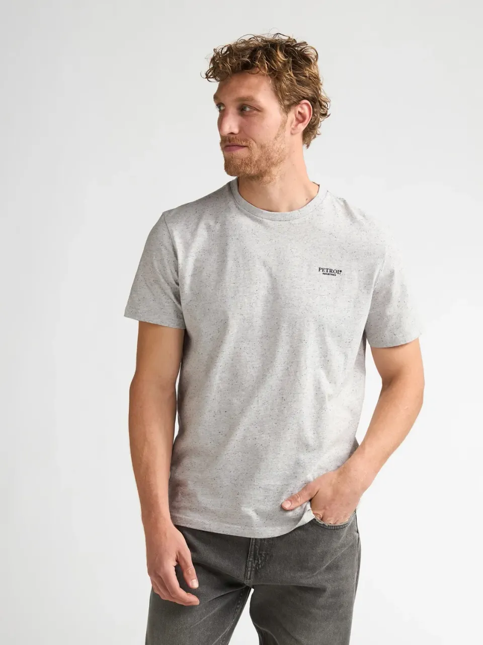 Petrol Industries Irving T-shirt Antique White Melee regular fit