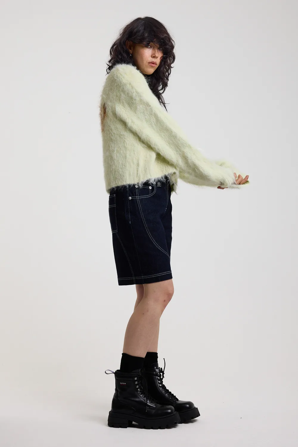 The Ragged Priest Baby Fuzzy Knit Cardigan lysegrøn