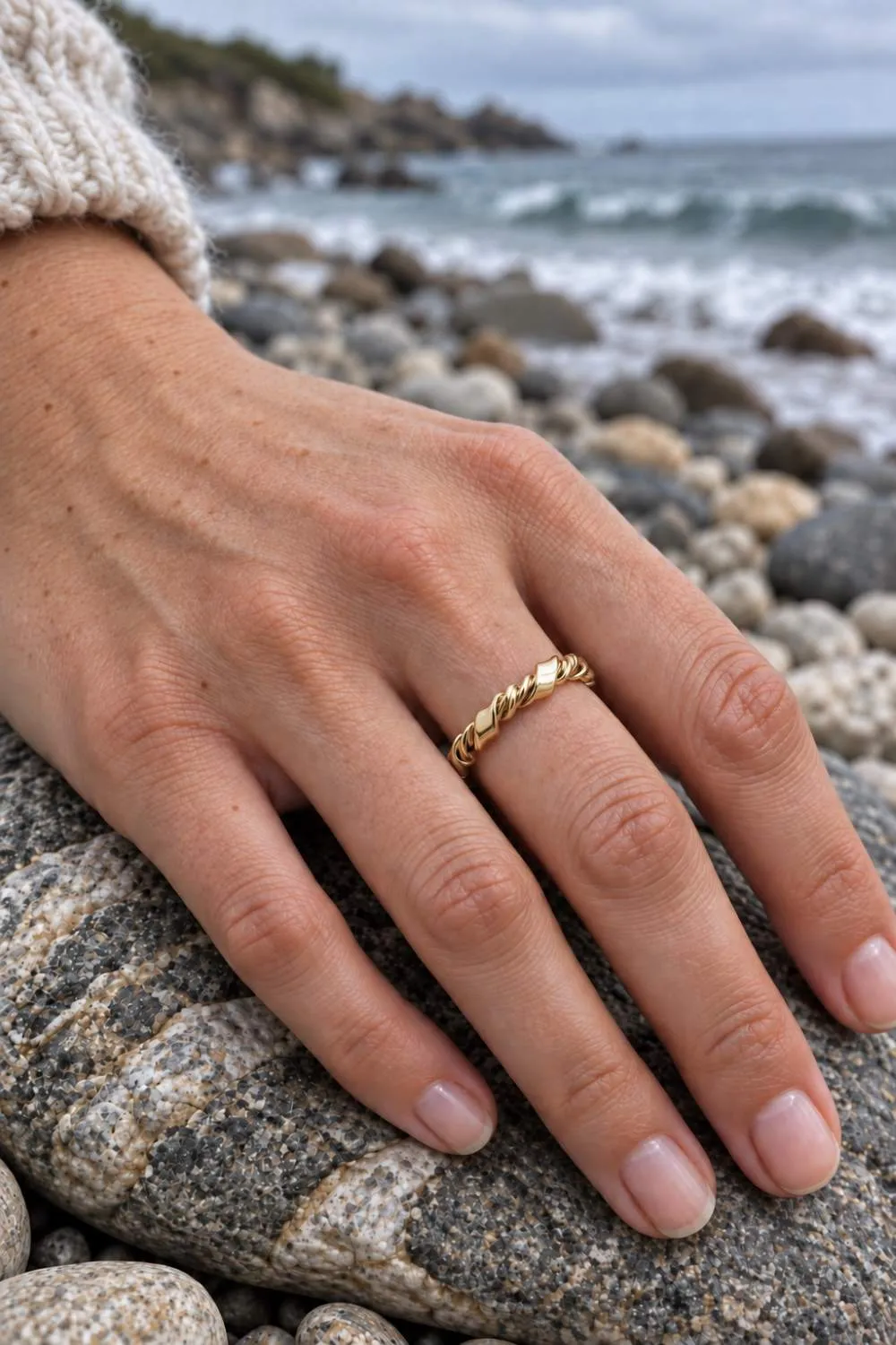 Organsk Twisted Rope ring guld justerbar