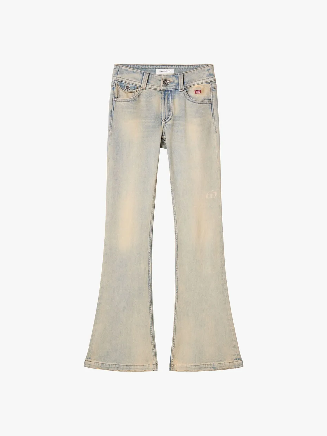 Miss Sixty Distressed Flare Jeans lysegråblå stretch