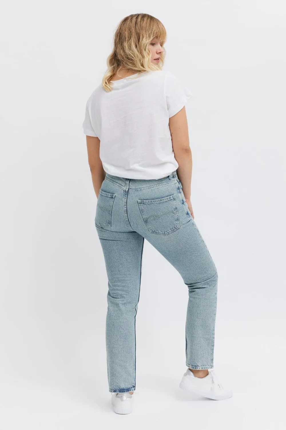 Organsk Aqua Ocean Breeze jeans turkis høj talje