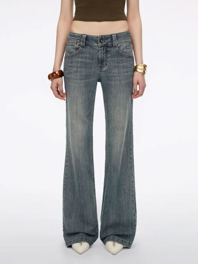 Miss Sixty Multi-Patch Flare jeans blå stretch lapper