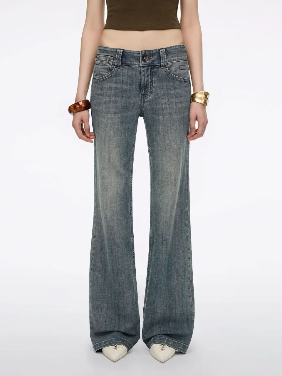 Miss Sixty Multi-Patch Flare jeans blå stretch lapper