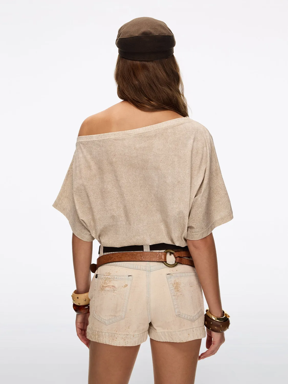 Miss Sixty asymmetrisk top sand løs hør