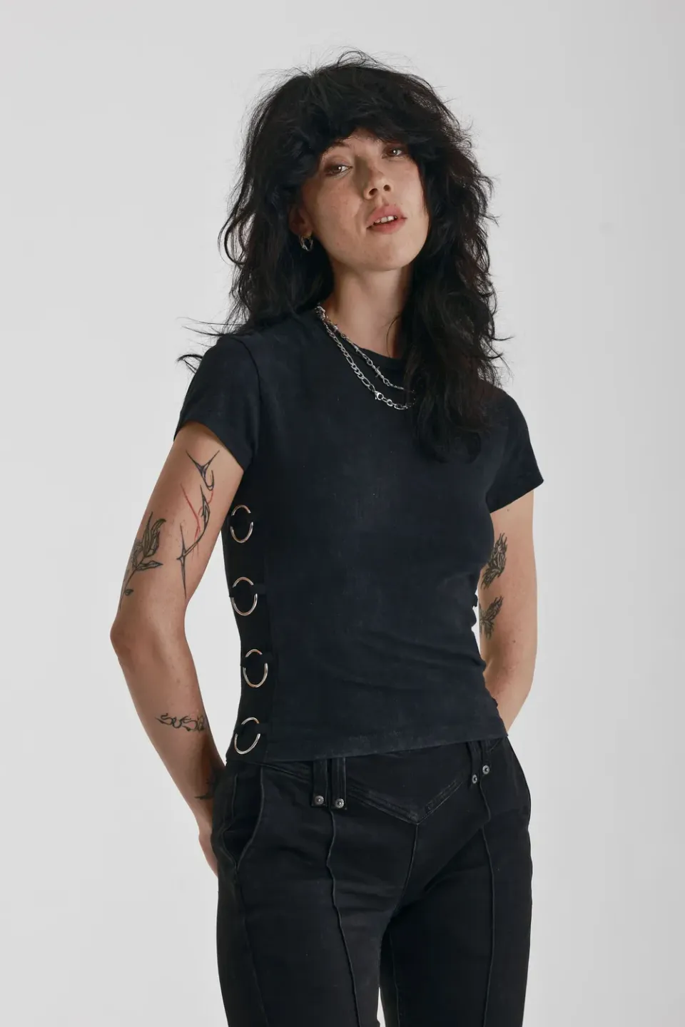 The Ragged Priest Link Acid Wash O-Ring t-shirt sort slim