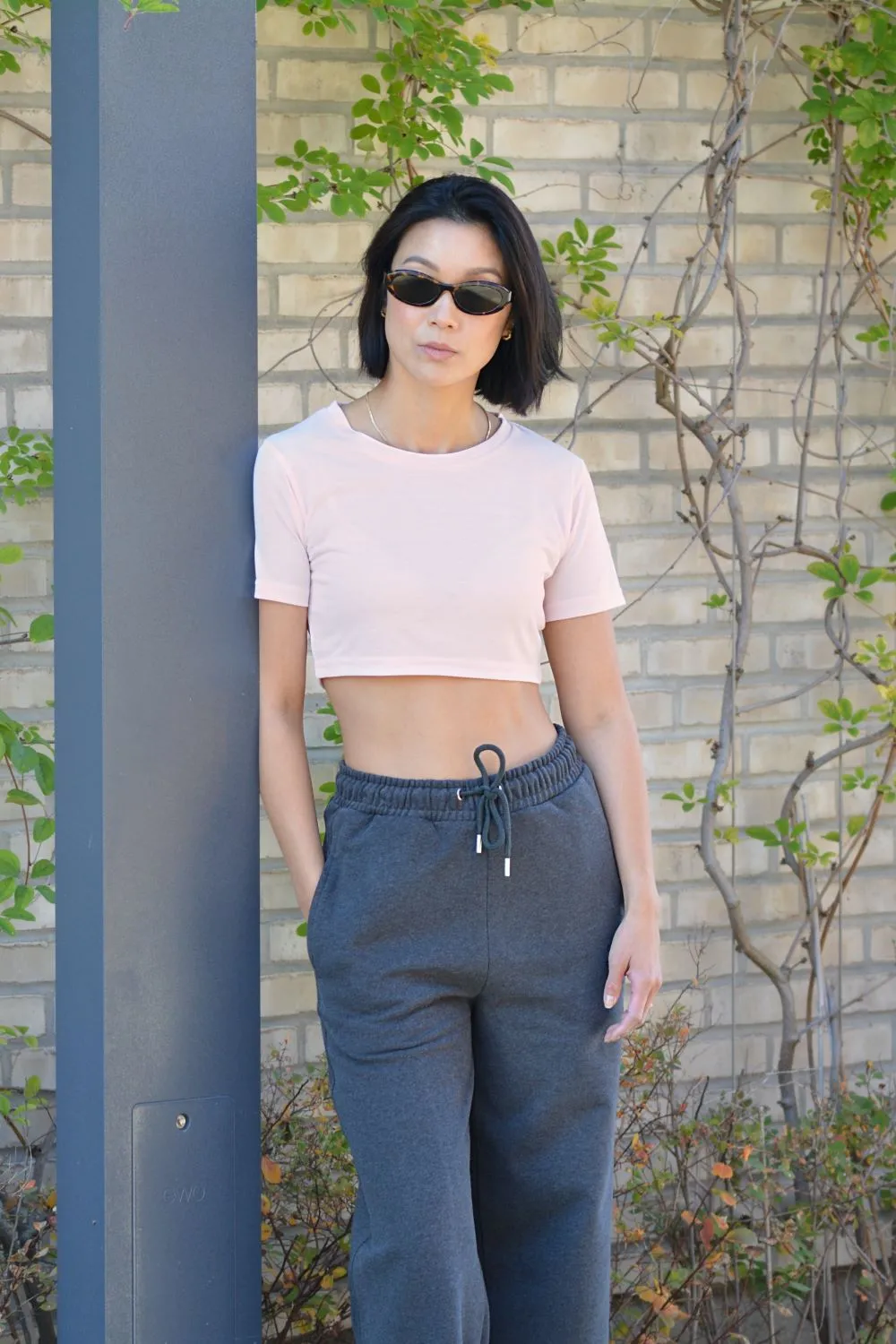 Organsk The Organic Crop Top T-shirt pink økologisk bomuld