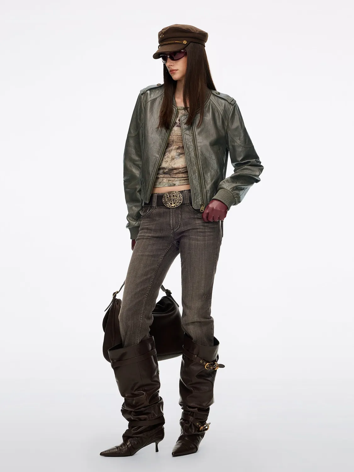 Miss Sixty Distressed Flare jeans mørkebrun mellem talje