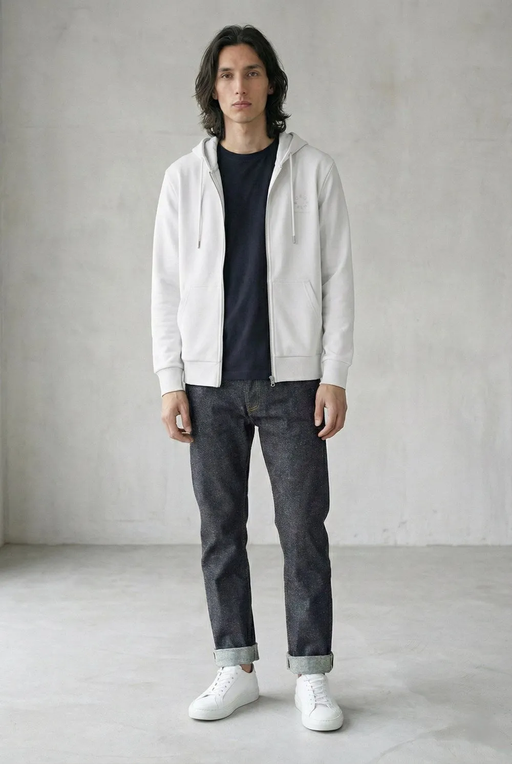 Organsk Classic Organic Zip-Up hættejakke off white økologisk