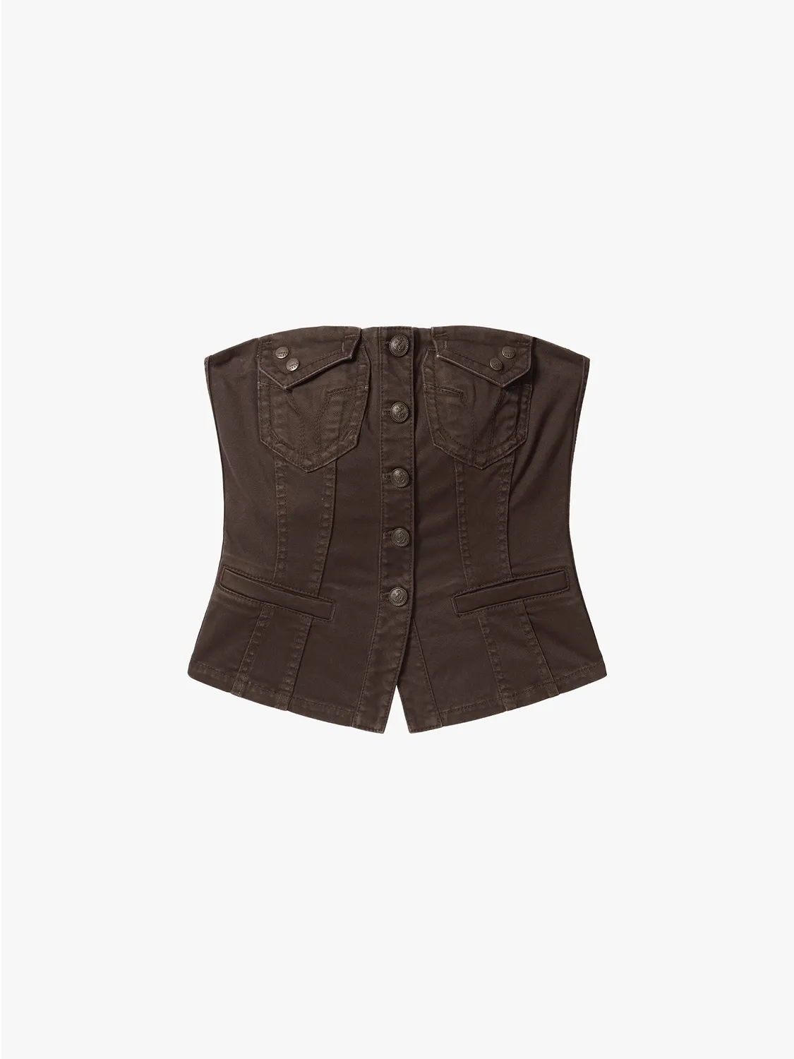 Miss Sixty stropløs top brown figursyet knapper