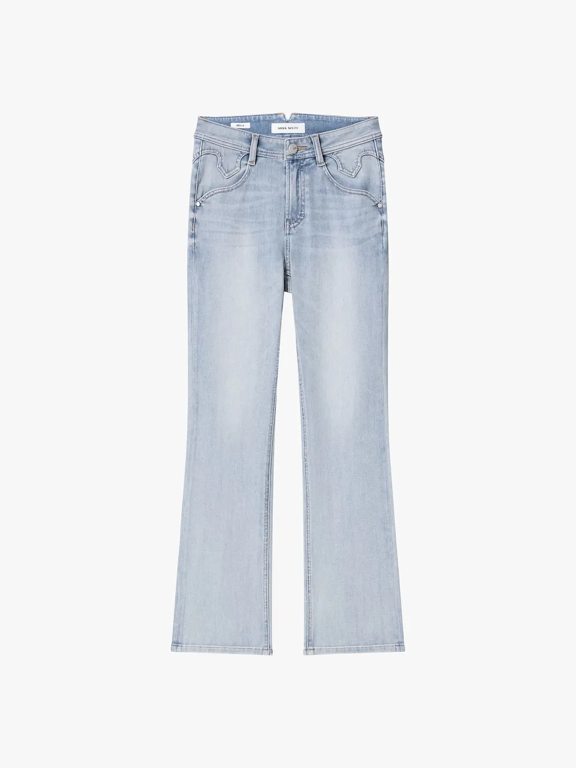 Miss Sixty Bella Flare jeans lyseblå cropped kæde